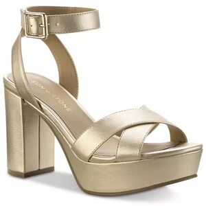 Gold Platform Block Heel